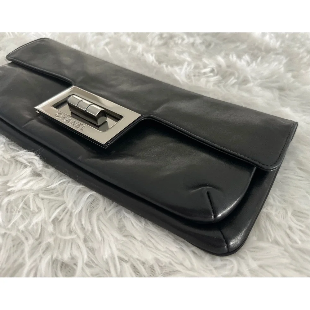 CHANEL Giant Reissue Mademoiselle Lock Flap Lambskin Leather Clutch Bag Handbag